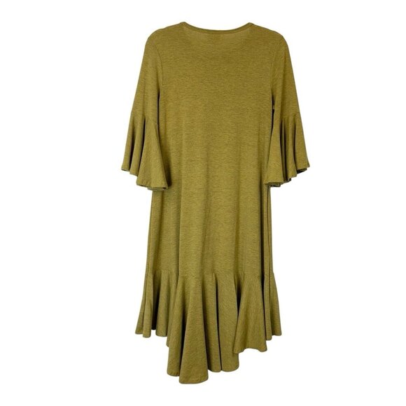 Lularoe Maurine Bell Sleeve Dress Womens Size Small Olive Mustard - Picture 2 of 10